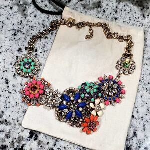 J.‎ CREW Rainbow Candy Brule gorgeous floral super statement necklace